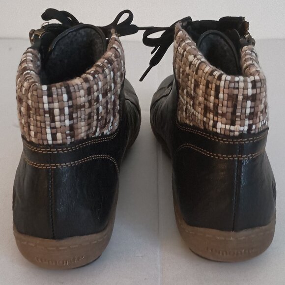 Remonte Black Leather Sneakers Weave Cuff Women’s Size EU 39 (US 8) - Picture 7 of 15